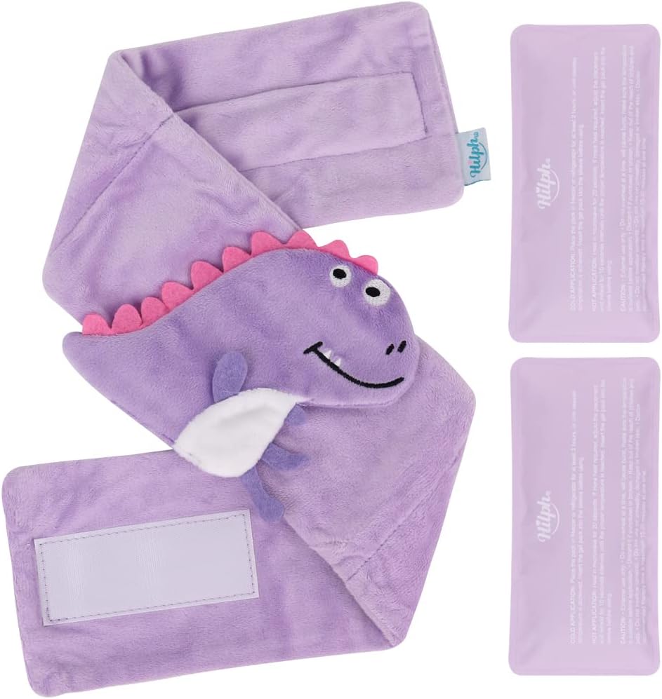 251230193636016_1 Hilph Baby Colic, Gas and Upset Stomach Relief, Heated Warmer Tummy Wrap with 2 Gel Packs for Newborns and Infants, Baby Heating Pad Swaddling Belt Natural Relief (Purple Dinosaur) - Image 1